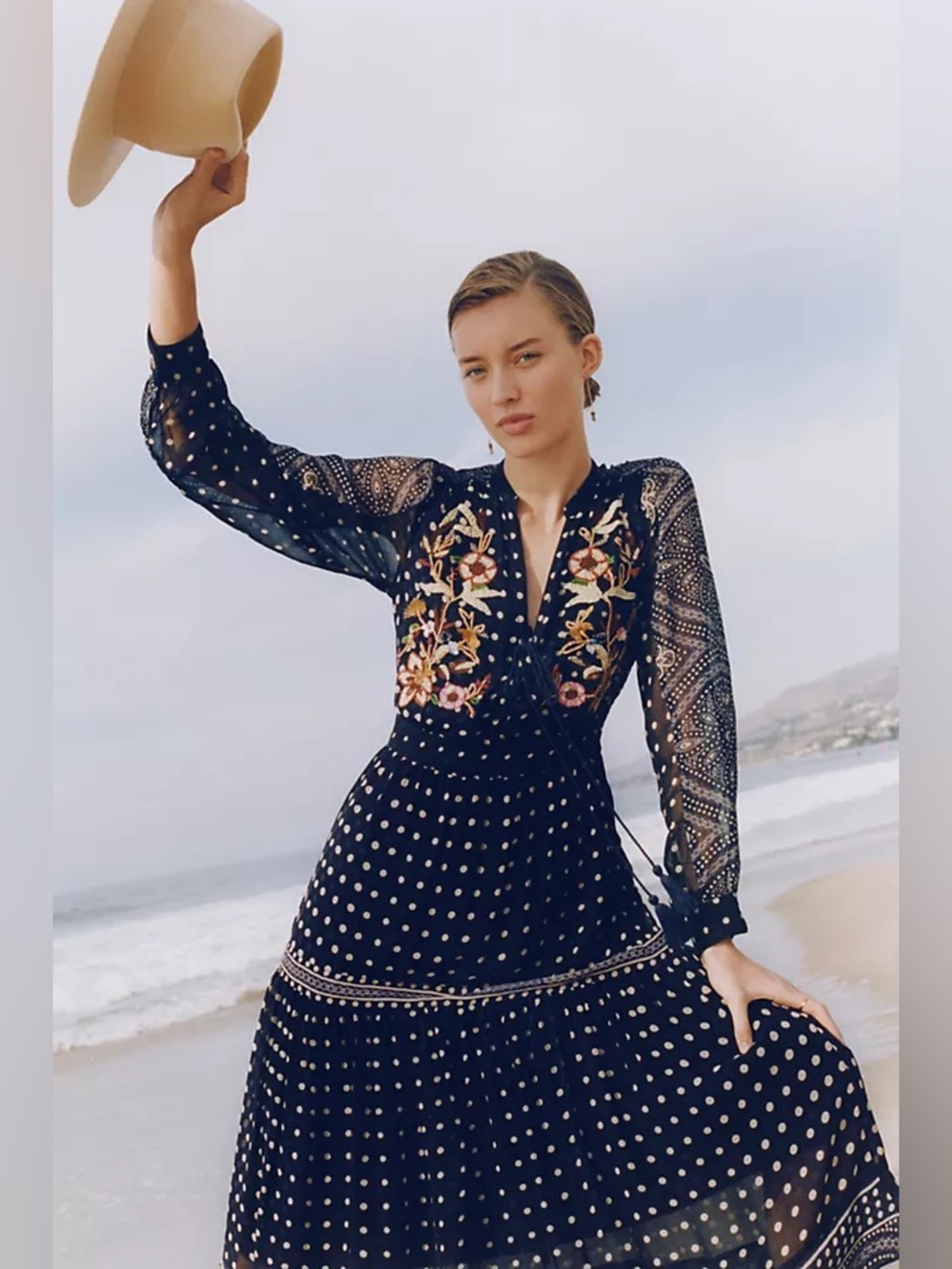 Anthropologie Maeve Cassidy Embroidered Midi Dress